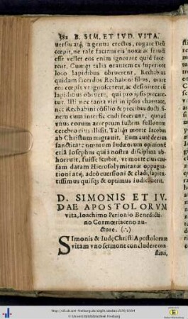 D. Simonis et Iudae Apostolorum vita.