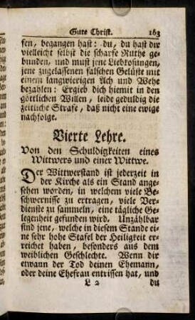 163-173, Vierte Lehre. Von den Schuldigkeiten eines Wittwers und einer Wittwe