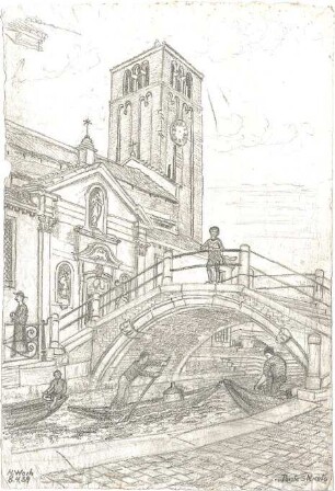 Wach, Hugo; Venedig (Italien); Reisezeichnungen - Ponte San Nicolò (Perspektive)