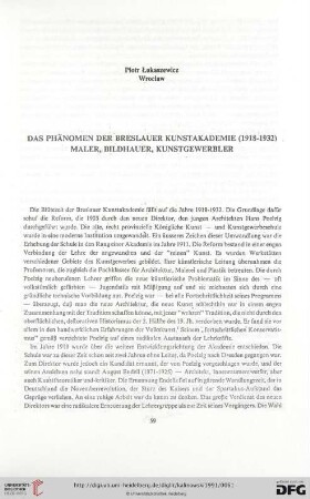 Das Phänomen der Breslauer Kunstkademie (1918-1932). Maler, Bildhauer, Kunstgewerbler