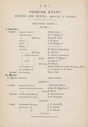 [III.] - Foreign staff: Revenue and Marine: according to Stations