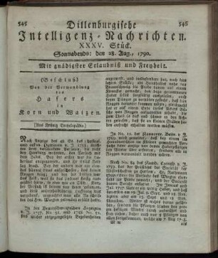 XXXV. Stück. Sonnabends: den 28. Aug., 1790.