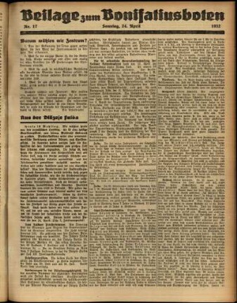 Zweite Ausgabe vom Sonntag, den 24. April 1932.