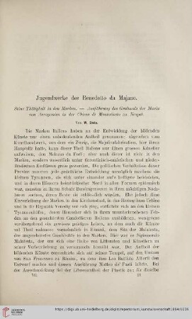 7: Jugendwerke des Benedetto da Majano : seine Thätigkeit in den Marken, Ausführung des Grabmals der Maria von Arragonien in der Chiesa di Montoliveto zu Neapel