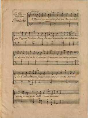 LES CHARMES DE LA VOIX II.e CANTATE Nouvelle A Voix Seulle Et Simphonie. PAR M.R NERON. Organiste des RR. PP. de la Mercy, et Maitre de Clavecin