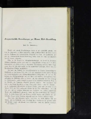 Fragmentarische Bermerkungen zur Wiener Welt-Ausstellung.
