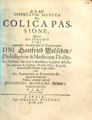 Disputatio Medica De Colica Passione