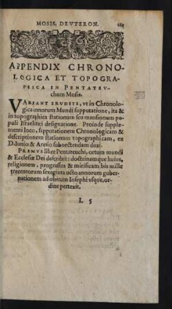 Appendix Chronologica Et Topographica In Pentateuchum Mosis.