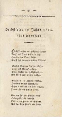 Herbstfeier im Jahre 1813. (Aus Schwaben.)