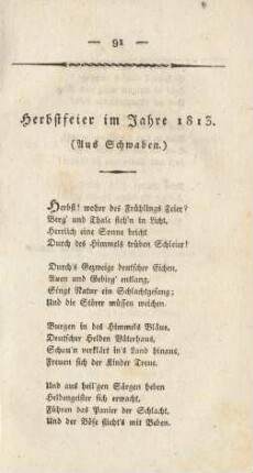 Herbstfeier im Jahre 1813. (Aus Schwaben.)