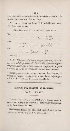 Solution d'un problème de géométrie.