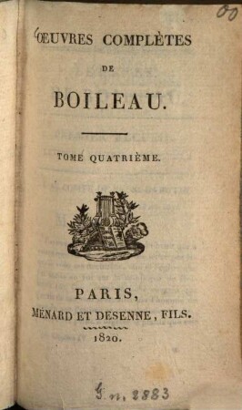Oeuvres complètes de Boileau, 4