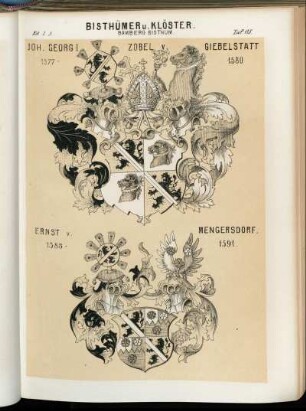 Taf. 115. Bamberg Bisthum. - Joh. Georg I. Zobel v. Giebelstatt. 1577 - 1580. - Ernst v. Mengersdorf. 1583 - 1591