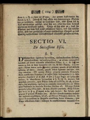 Sectio VI. De Successione Fisci.