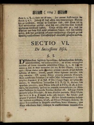 Sectio VI. De Successione Fisci.