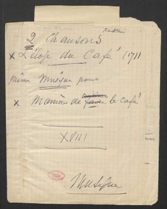 [Chanson / Text / Noten] 2 Chansons Lélose du Café