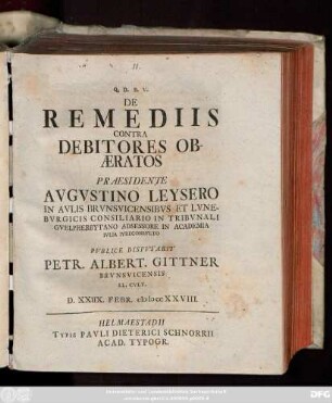 De Remediis Contra Debitores Obæratos