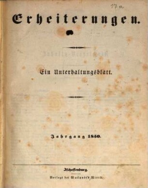 Erheiterungen, 1850