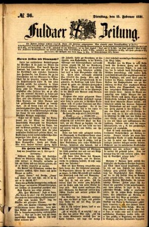 Ausgabe vom Dienstag, den 15. Februar 1881.