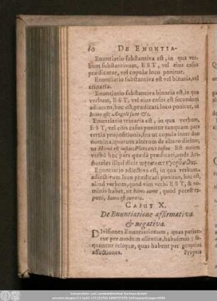 Caput X. De Enuntiatione affirmativa & negativa.