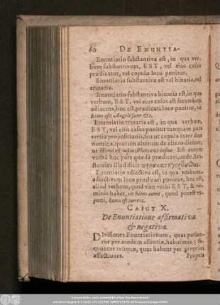 Caput X. De Enuntiatione affirmativa & negativa.