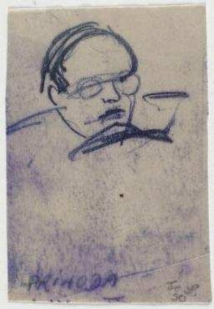 [o.T.]. Männerkopf mit Brille / Prihoda
