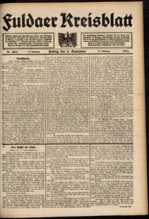 Ausgabe vom Freitag, den 08. September 1911.