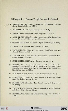 Silbergeräte, Perserteppiche, antike Möbel (Nr. 1-41)