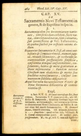 Cap. XV. De Sacramentis Novi Testamenti in genere, & de Baptismo in specie.