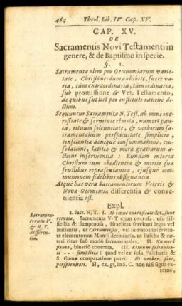 Cap. XV. De Sacramentis Novi Testamenti in genere, & de Baptismo in specie.