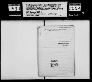 Kaufmann, Hugo, Kaufmann in Karlsruhe und Sally Kaufmann, Kaufmann in Karlsruhe Bewerber: Ludiwg Abreder,Telegraphenvorarbeiter in Karlsruhe Lagerbuch-Nr. 3138 Karlsruhe