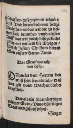 Das Gratias nach || dem Tische. ||