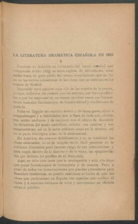 La literatura dramática española en 1923