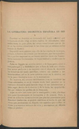 La literatura dramática española en 1923