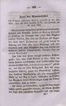 Feier des Namensfestes.