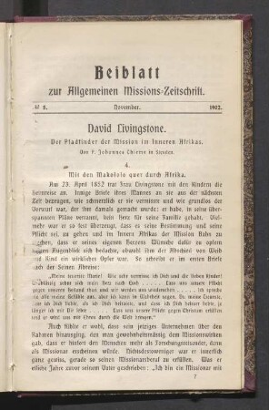 Beiblatt N° 5. November 1902