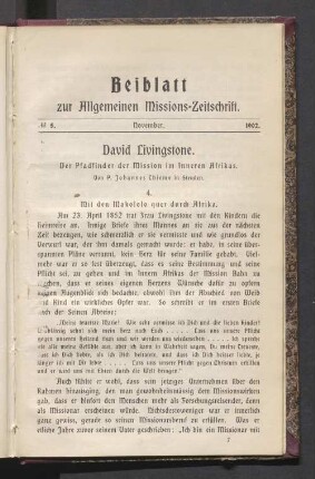 Beiblatt N° 5. November 1902