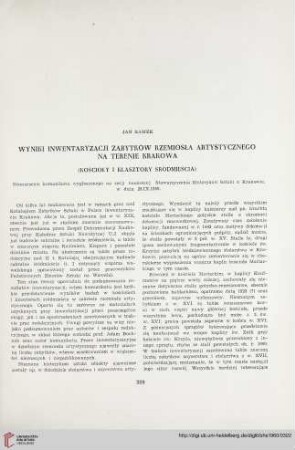 22: Wyniki inwentaryzacji zabytków rzemiosła artystycznego na terenie Krakowa : (kościoły i klasztory śródmieścia)