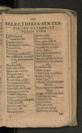Selectiores Sententiae, Ex Catone, Et Publio Syro. [u. a.]