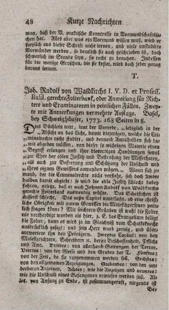Gerechte Folter-Bank oder Anweisung für Richter und Examinatoren in peinlichen Fällen.