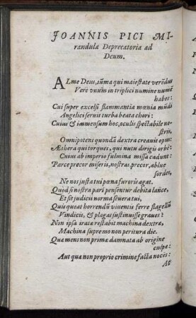 Joannis Pici Mirandulæ Deprecatoria ad Deum