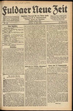 Ausgabe vom Freitag, den 09. Juni 1922.
