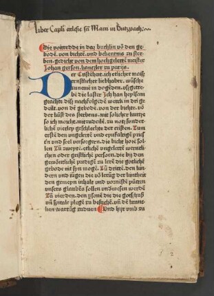 Opus tripartitum de praeceptis decalogi, de confessione et de arte moriendi, deutsch