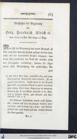 Geschichte der Regierung des Herzogs Friedrich Ulrich von 1613 bis 1634.