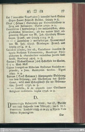 [Daemonologia Rubenzalii Silesii - Du Pin]