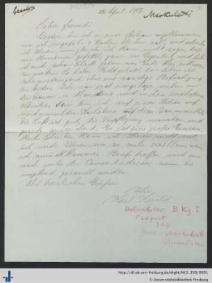 Nachlass Konrad Guenther (NL 5/350) : Briefe von Karl Herold an Georg Schweinfurth