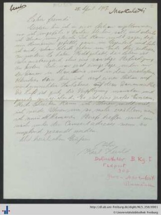 Nachlass Konrad Guenther (NL 5/350) : Briefe von Karl Herold an Georg Schweinfurth