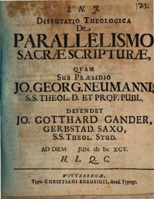 Disp. theol. de parallelismo S. Scripturae
