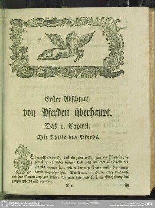 Erster Abschnitt, von Pferden überhaupt