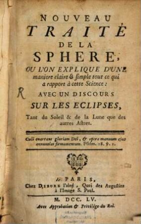 Nouveau traité de la Sphére